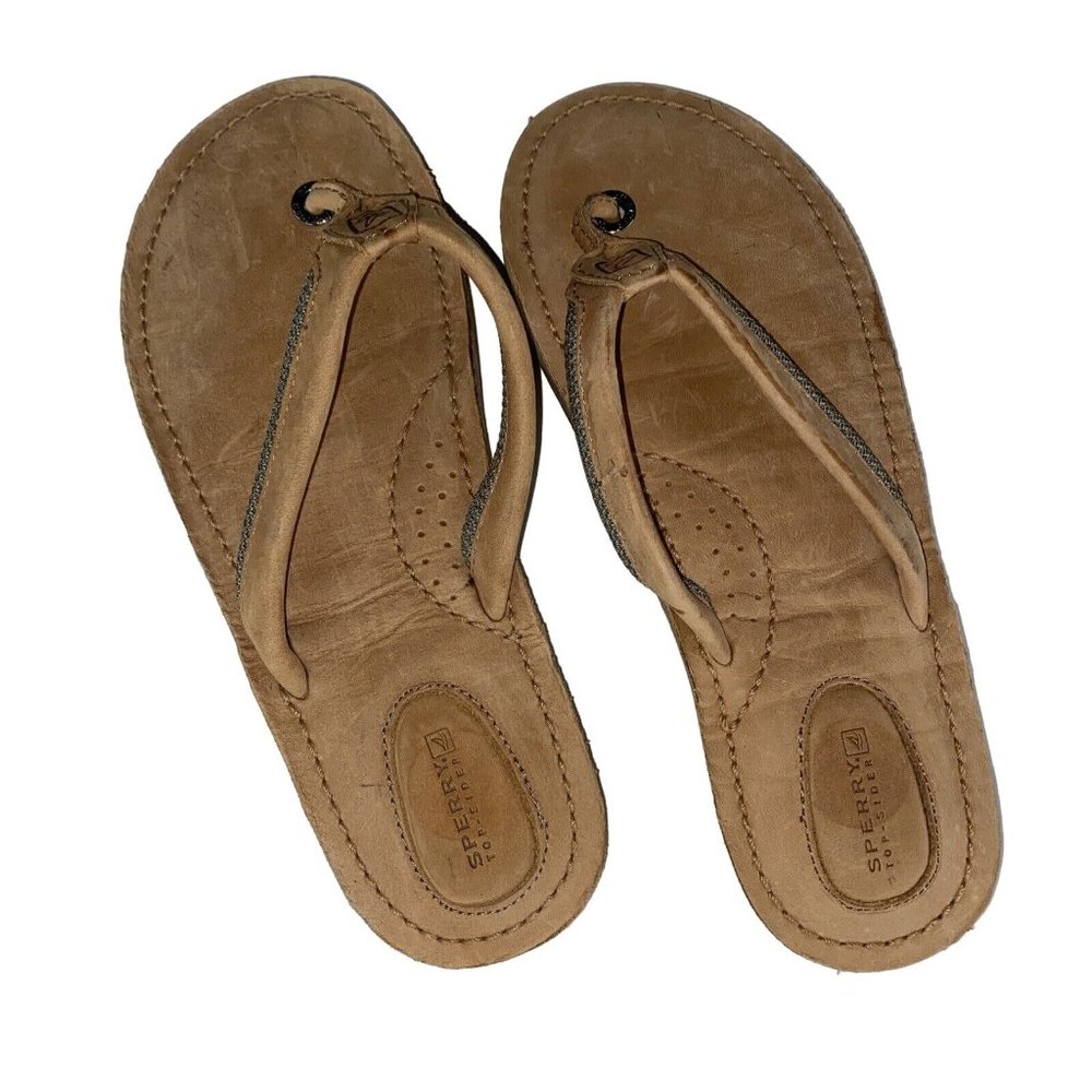 SPERRY Top Sider Tan Thong Women's Flip Flops Sandals Sz 6 M - Picture 2 of 6